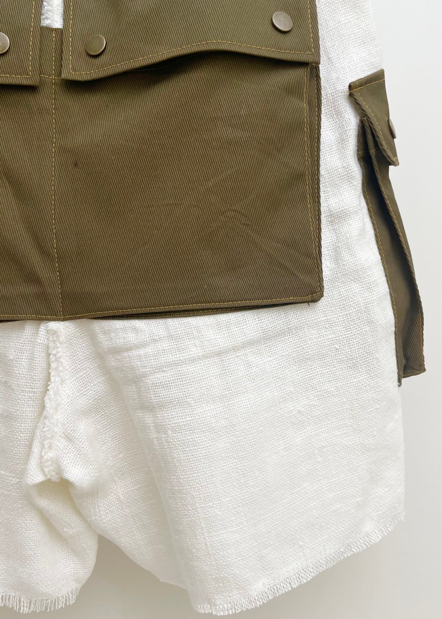 White & Olive // Cargo Shorts